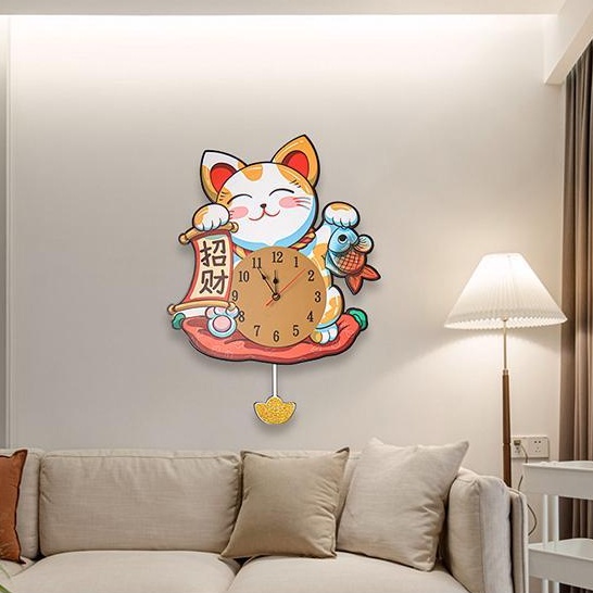 Miễn phí vận chuyển khách hàng cao cấp đồng hồ nhà đồng hồ treo tường trang trí phòng khách con mèo may mắn sáng tạo đồng hồ treo tường tranh trang trí tắt tiếng đồng hồ treo tường đu đồng hồ thạch anh