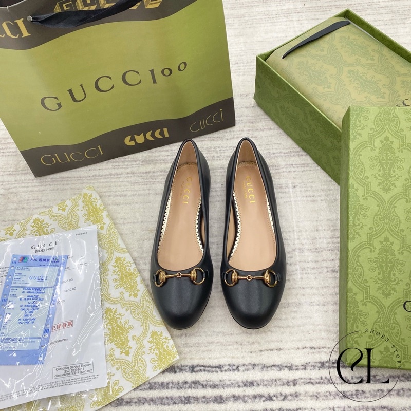 Giày búp bê da mịn cao cấp móc vàng