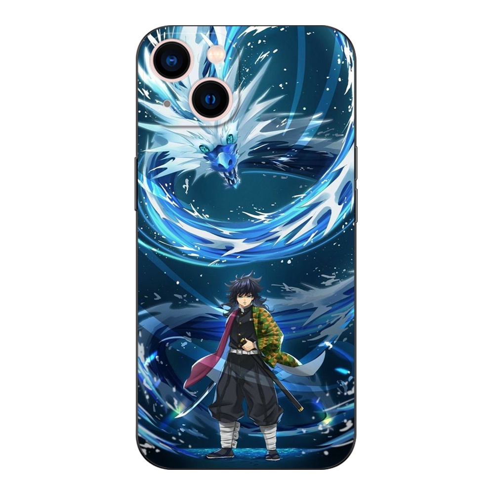 Ốp Điện Thoại tpu Dẻo Viền Đen Họa Tiết Hoạt Hình Demon Slayer Tomioka Giyuu Cho iphone 5s 5 s SE 2020 2016 6s 6 s 7 8 plus