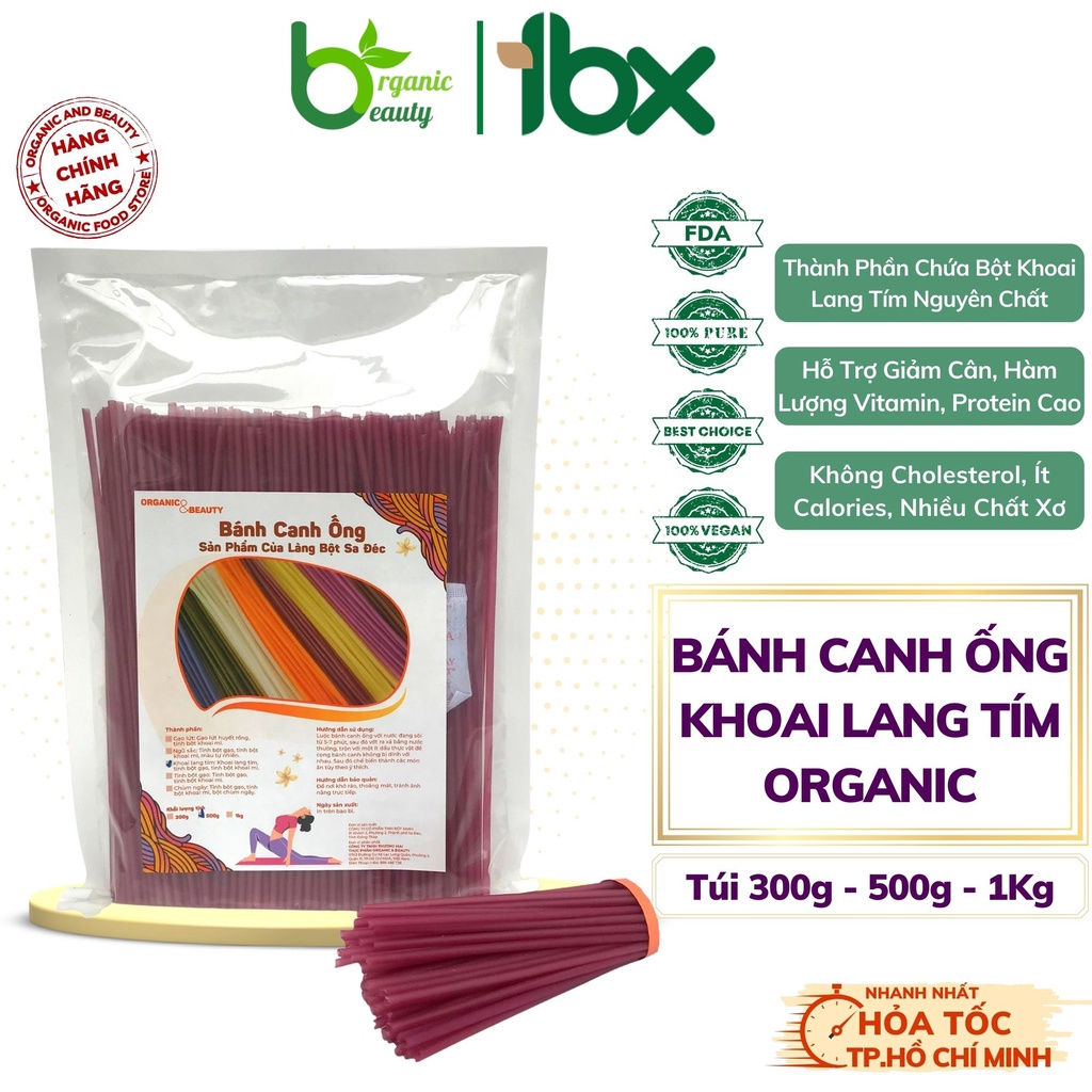 Bánh Canh Ống Khoai Lang Tím OrganicBeauty - Banh Canh Rau Củ Eatclean/ Giảm Cân/Healthy/Hữu Cơ Fuma - Túi 300g/500g/1kg