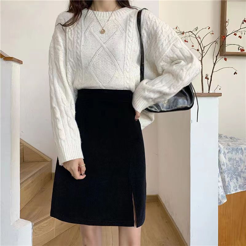 Chân Váy Chữ A Eo Cao Màu Đen Thời Trang Mùa Đông Dành Cho Nữ