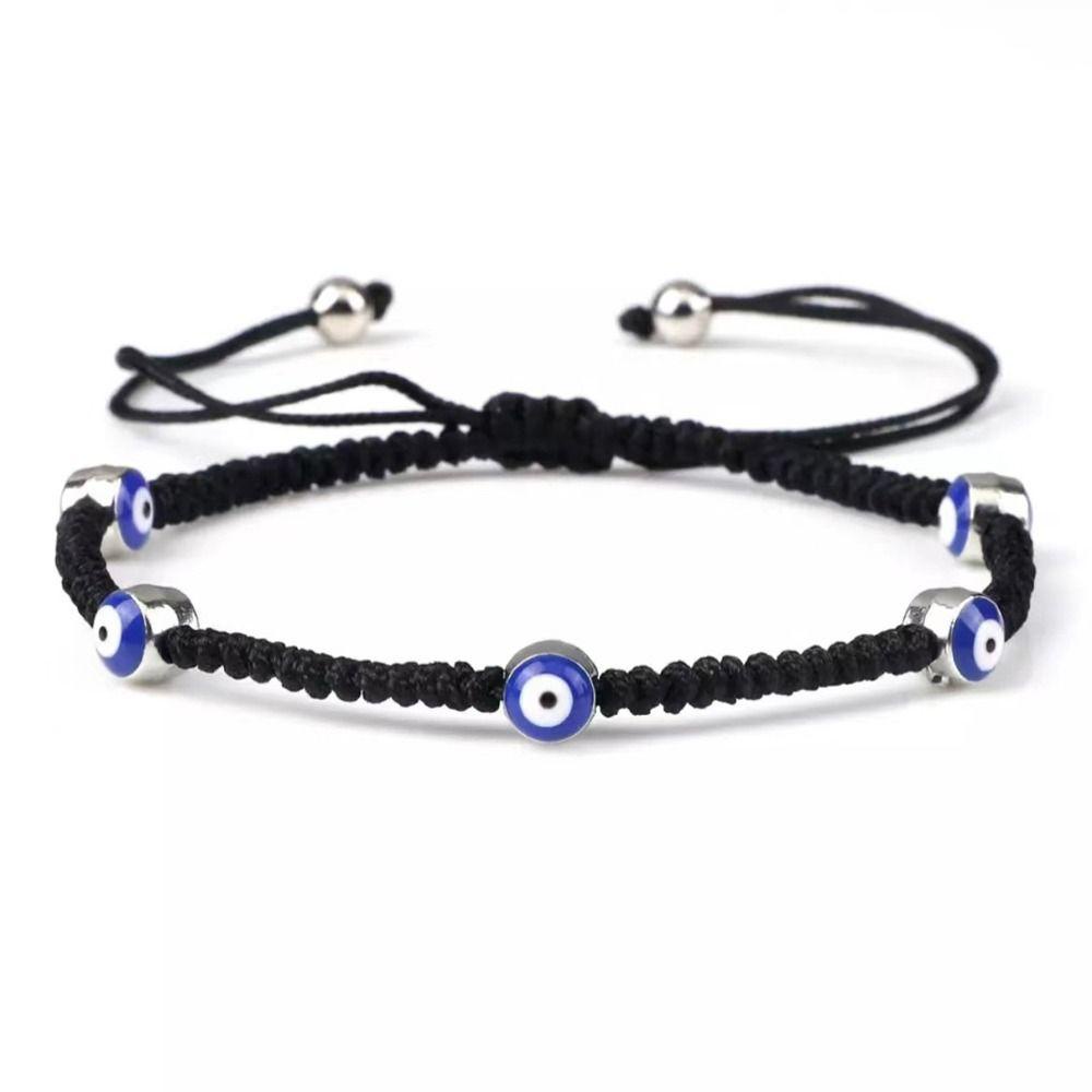 QQMALL Vòng Đeo Tay Dây Bện Phối Hạt Hình Mắt Quỷ Phong Cách Bohemian Thời Trang Cho Nữ