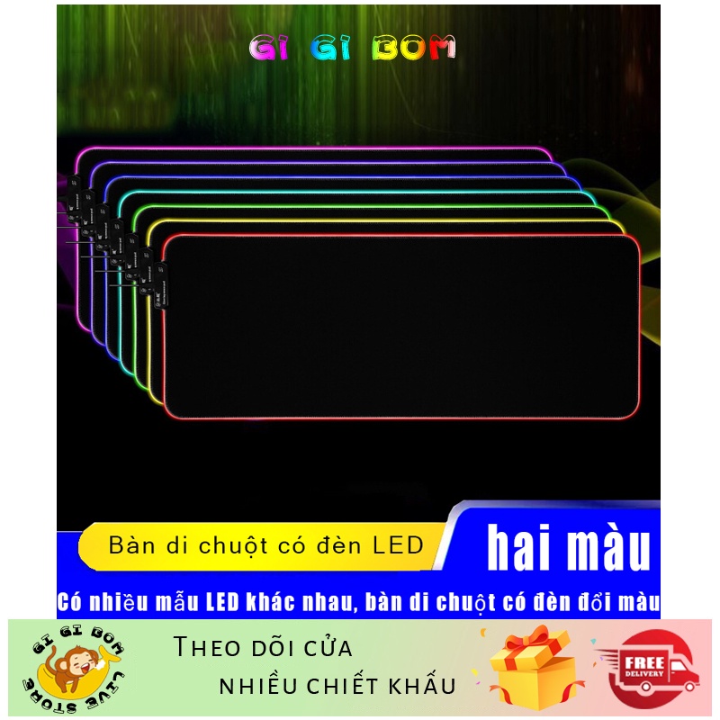 GiGiBomstore Lót Chuột PAD LED Gaming Loại LỚN size 80x30cm có nhiều chế độ led khác nhau, Bàn di chuột có đèn đổi