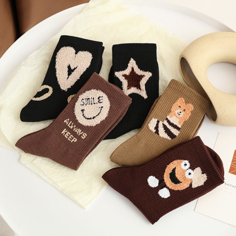 Bán Chạy#Tất Cotton Cổ Cao Màu Sắc Cà Phê Thời Trang Thu Đông Xinh Xắn Cho Nữ