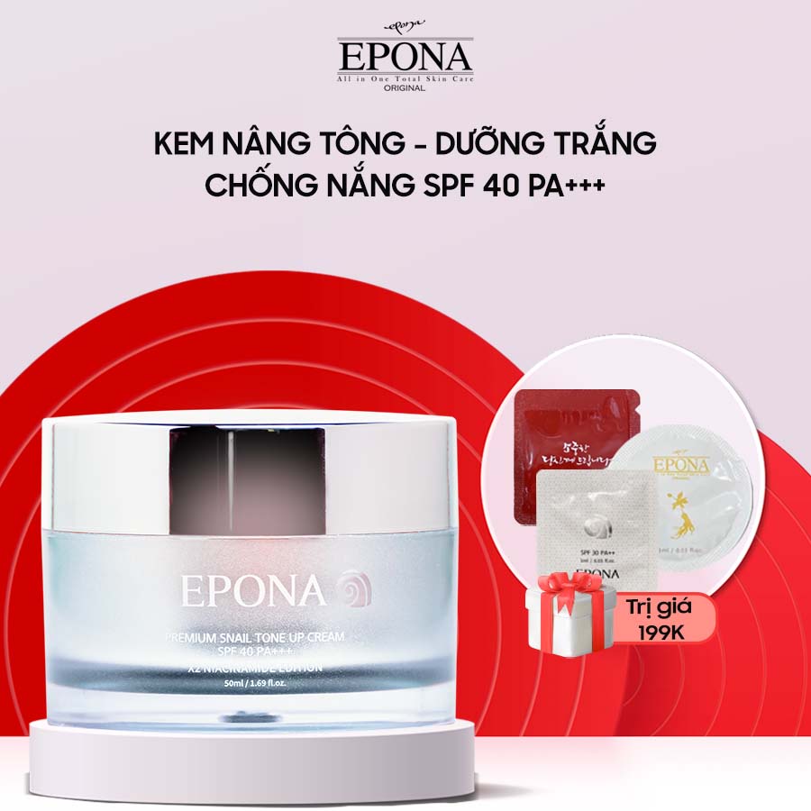 Kem Dưỡng Trắng - Nâng Tone Mỏng Nhẹ - Tự Nhiên Epona Premium Snail Tone Up Cream 50ml