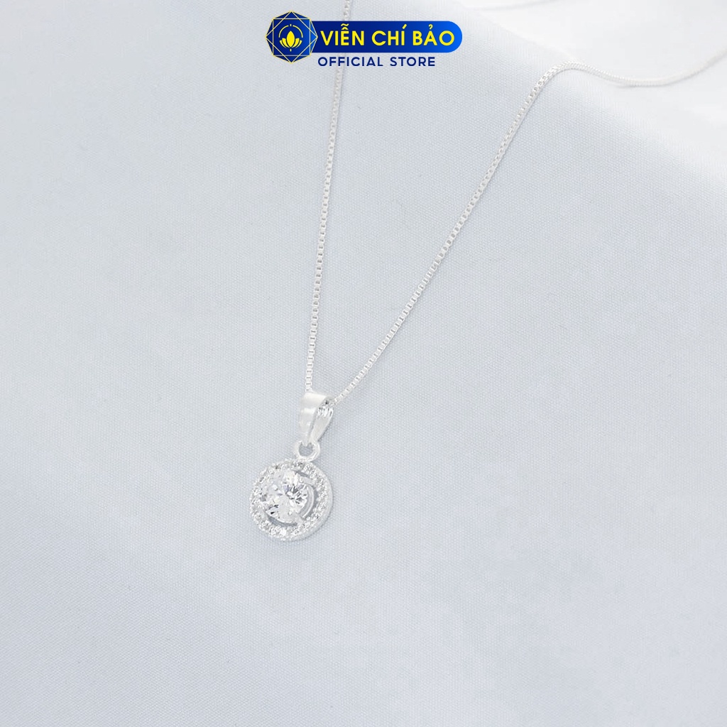 Dây chuyền bạc nữ đá tròn trắng bạc 925 thời trang phụ kiện trang sức nữ Viễn Chí Bảo D400763
