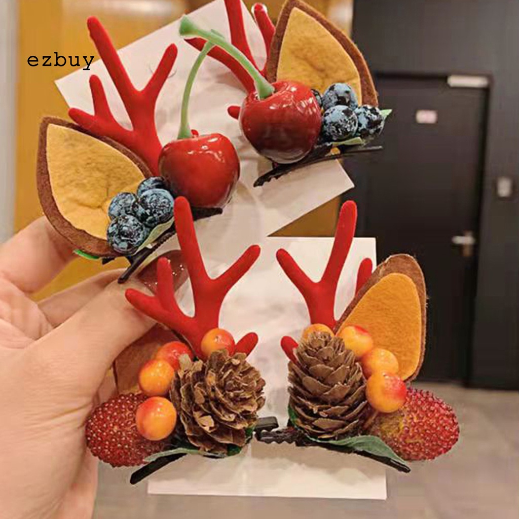 Ezbuy 1 Cặp Kẹp Tóc Sừng Hươu Màu Sắc Sống Động Tinh Tế Trang Trí Giáng Sinh Cho Nữ