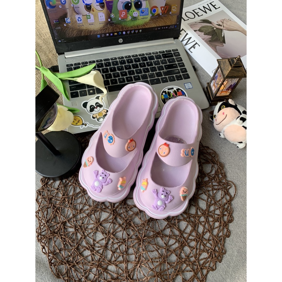 JY479- D14 - Dép crop  nữ  thời trang bánh bèo siêu  dễ thương cực xinh vintag đế mềm chắc chắn