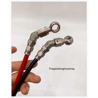 Dây dầu hel bấm 45 độ xe máy đầu inox