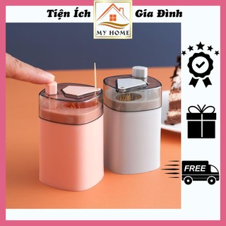 Hủ đựng tăm xỉa răng thông minh có nút nhấn tự động bật tăm lên, hộp đựng tăm