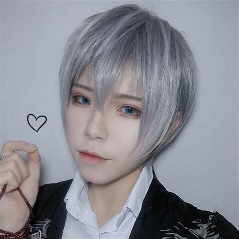 Wig Tóc Giả Nam Nguyên Đầu Ghi khói COSPLAY Tặng mũ lưới NA13