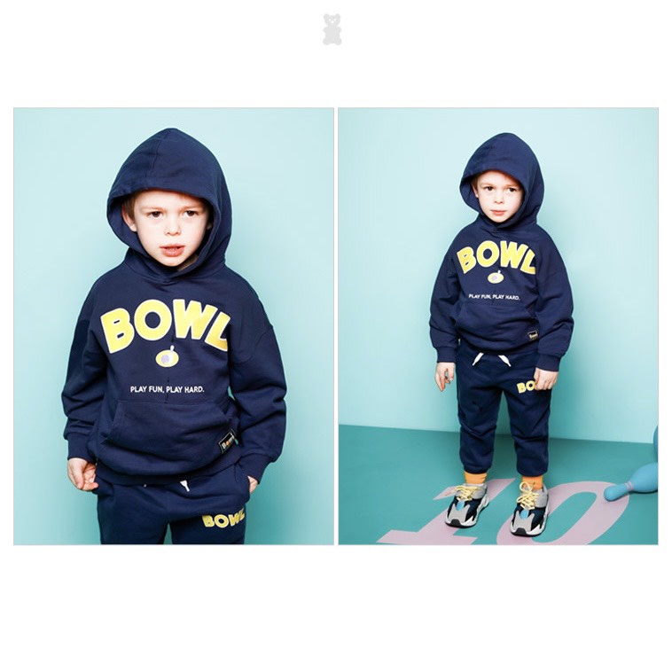 Bộ nỉ da cá áo hodie Bowl 2 màu cho bé BJE010