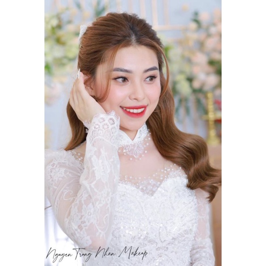 Áo dài ren hỏi cưới siêu sáng trắng và đỏ