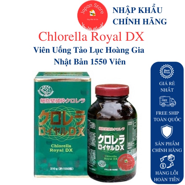 Tảo Lục Hoàng Gia Chlorella Royal DX Nhật Bản Chính Hãng - Hộp 1550 Viên