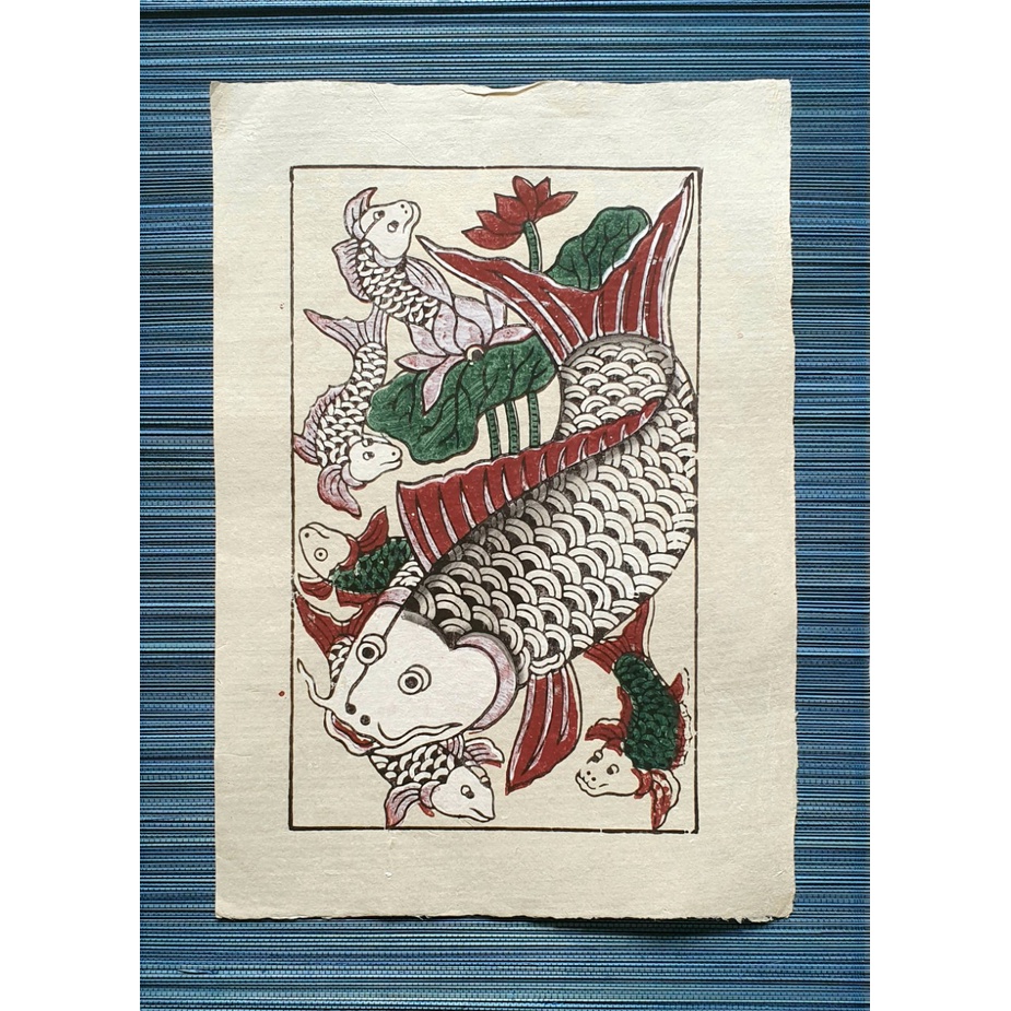 Tranh Đông Hồ - Tranh Cá chép đàn - Dong Ho folk woodcut painting