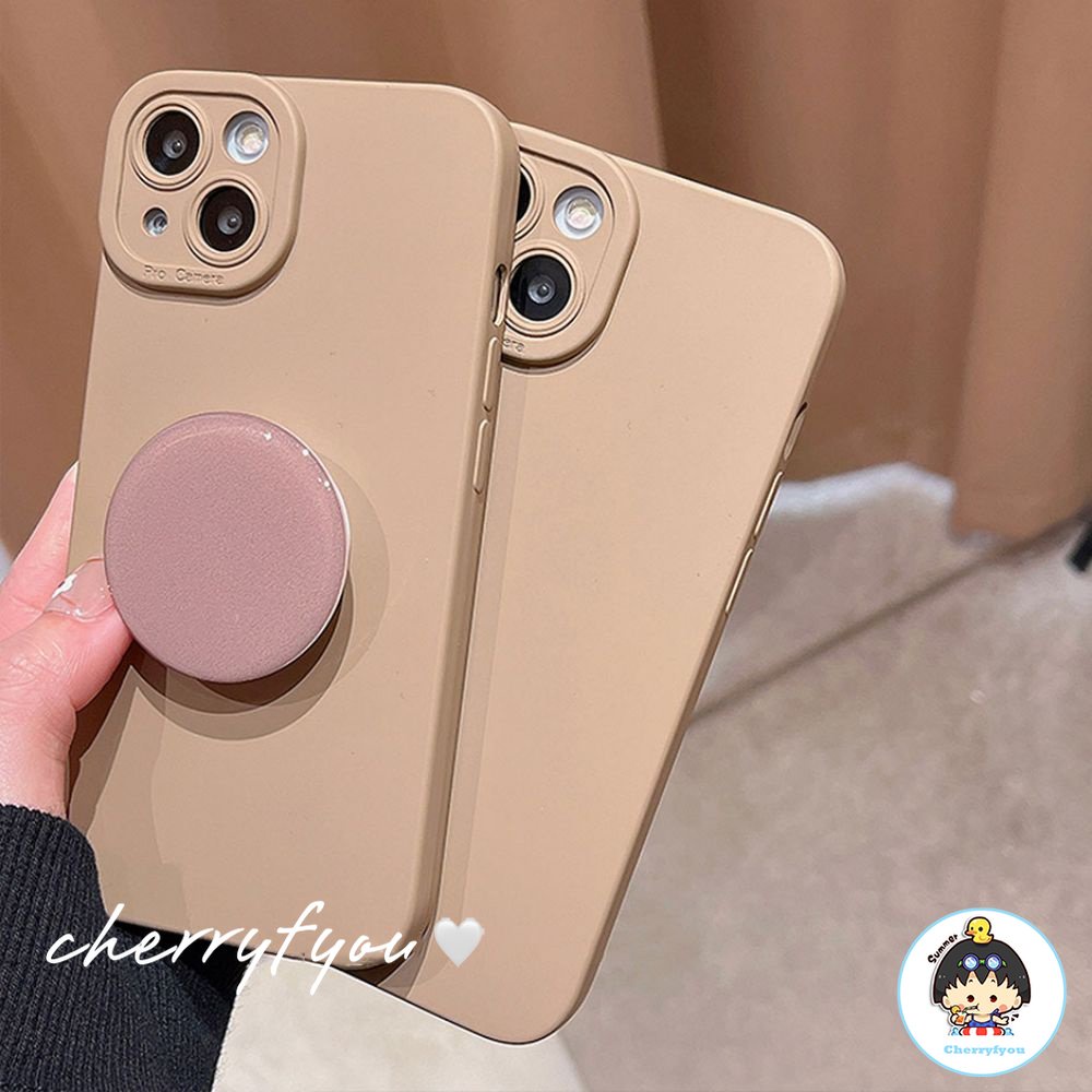 Ốp Điện Thoại TPU Mềm Nhám Màu Trơn Chống Rơi Chống Trượt Có Giá Đỡ Cho IPhone 11 12 13 14 Pro Max