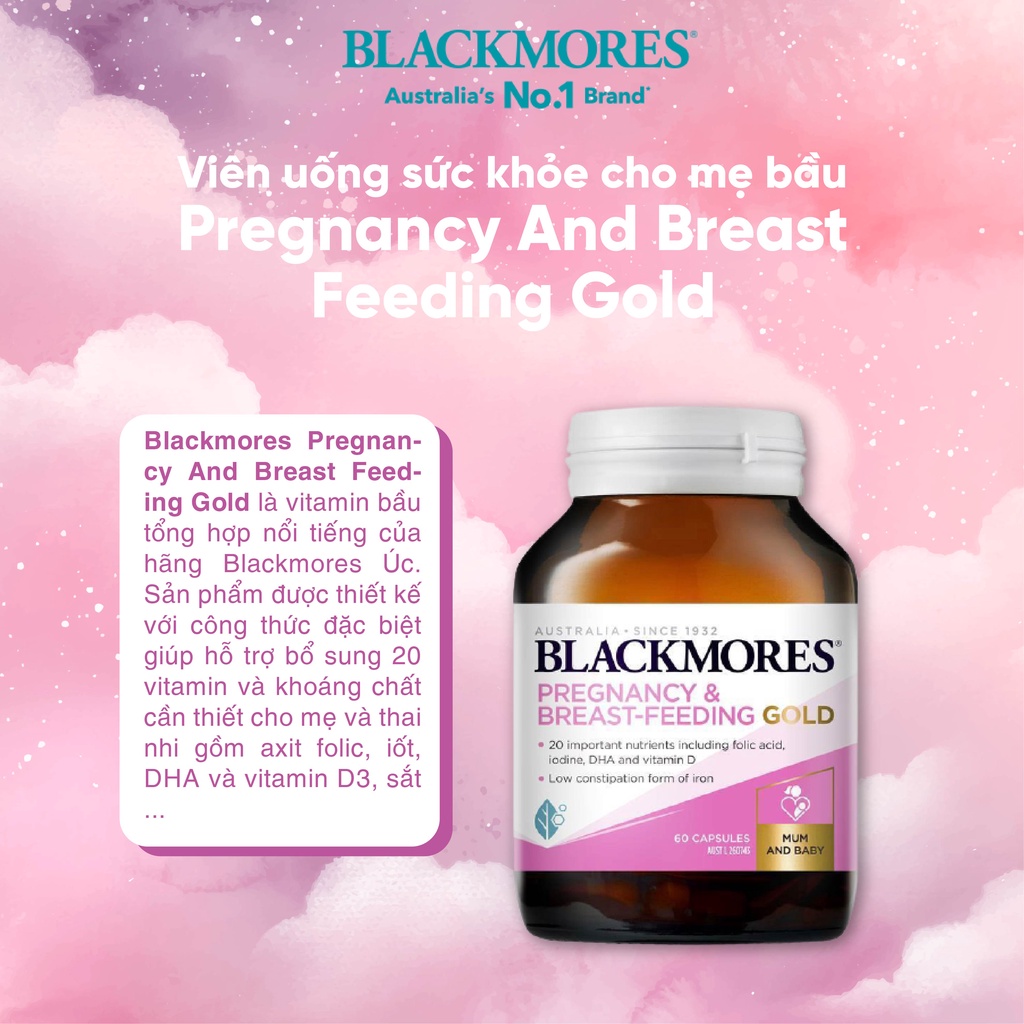 Viên uống Vitamin tổng hợp cho bà bầu Pregnancy And Breast Feeding Gold Blackmores 60 viên của Úc