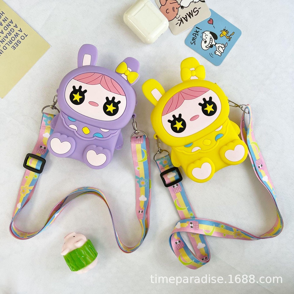 PVN55388 Túi Đeo Chéo Bằng Silicon Họa Tiết Hoạt Hình Phong Cách Phương Tây Cho Bé Gái