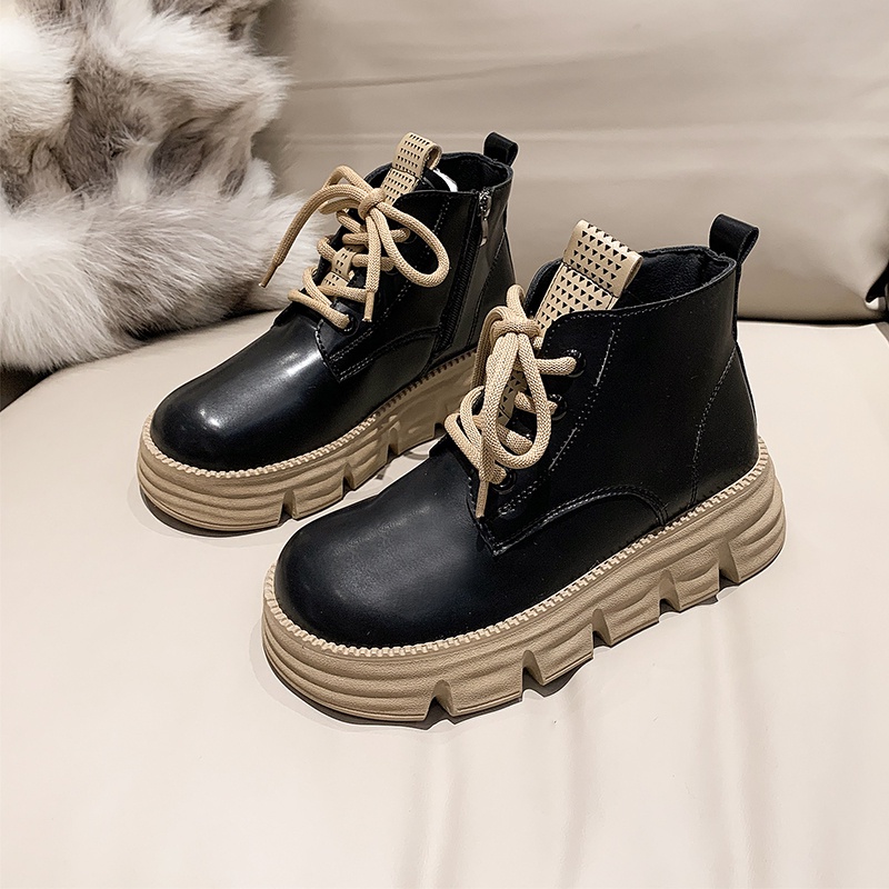 Giày Bốt martin Đế Dày Tăng Chiều Cao Phong Cách retro Dễ Phối Đồ Thời Trang Cho Nữ