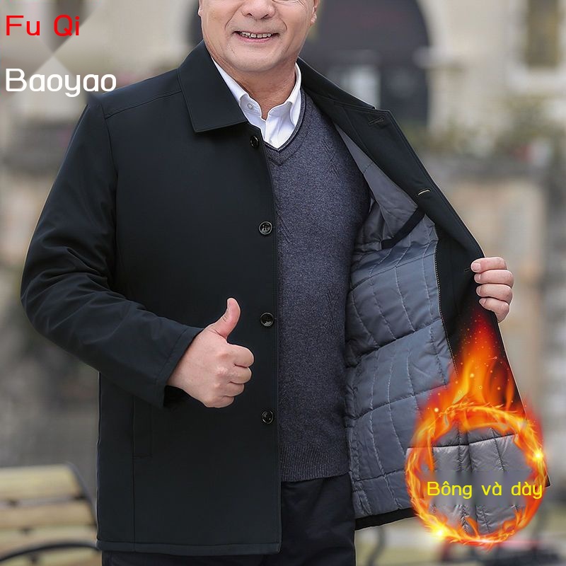 Áo khoác đệm nam trung niên và cao tuổi, quần áo thu đông của ông bố 50-70 tuổi