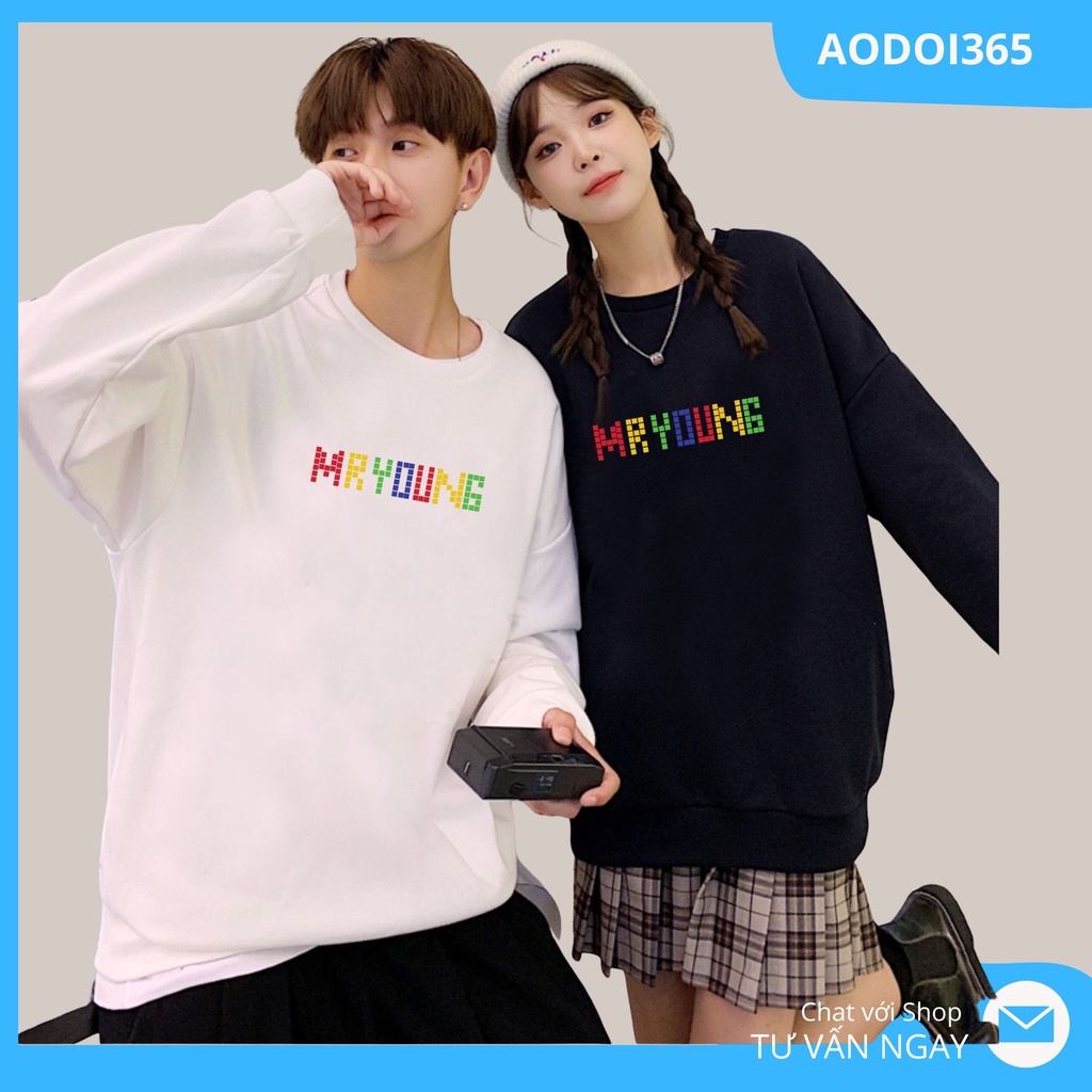 Áo đôi unisex nam nữ , áo nỉ sweater dài tay nam nữ chất đẹp MR YOUNG
