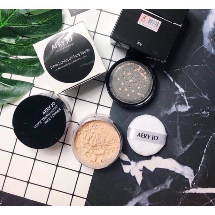 Phấn Phủ Bột Aery Jo 20g siêu mịn tạo lớp trag điểm tự nhiên sẵn 2 tone chuyên dùng cho makeup TRANCI