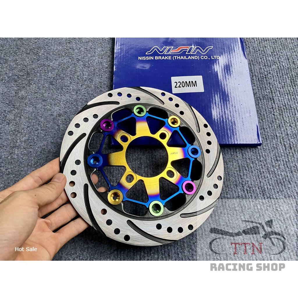 Đĩa Nissin 4 lỗ size 220mm Mẫu Titan 7 màu gắn thông dụng cho các dòng xe