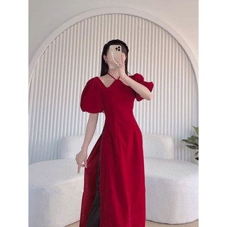 Áo dài cách tân cổ yếm cho nữ bigsize 60-90kg
