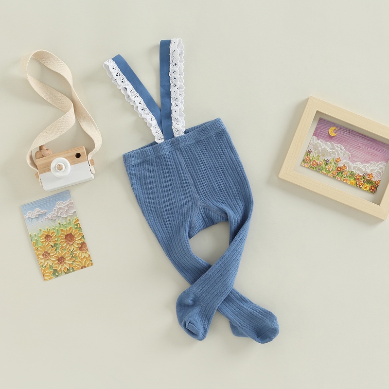 Aqq-quần Tất Dệt Kim Eo Cao Phối Ren Trơn Cho Bé Gái