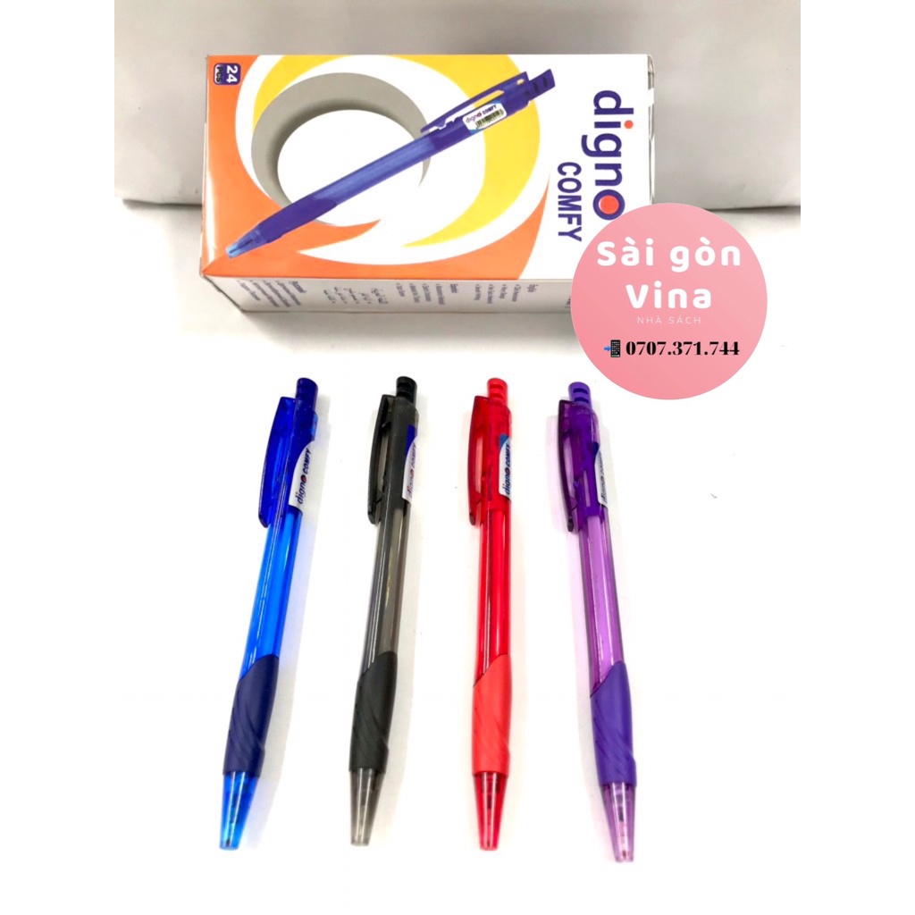 Hộp 24 Cây Bút Bi Digno Comfy ( Thân đủ màu giao ngẫu nhiên )