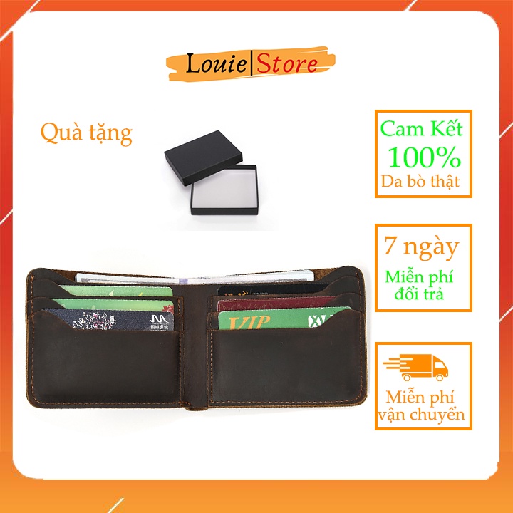 Ví nam mini da bò sáp cao cấp  Louie Store - V8097 size 11*9.5