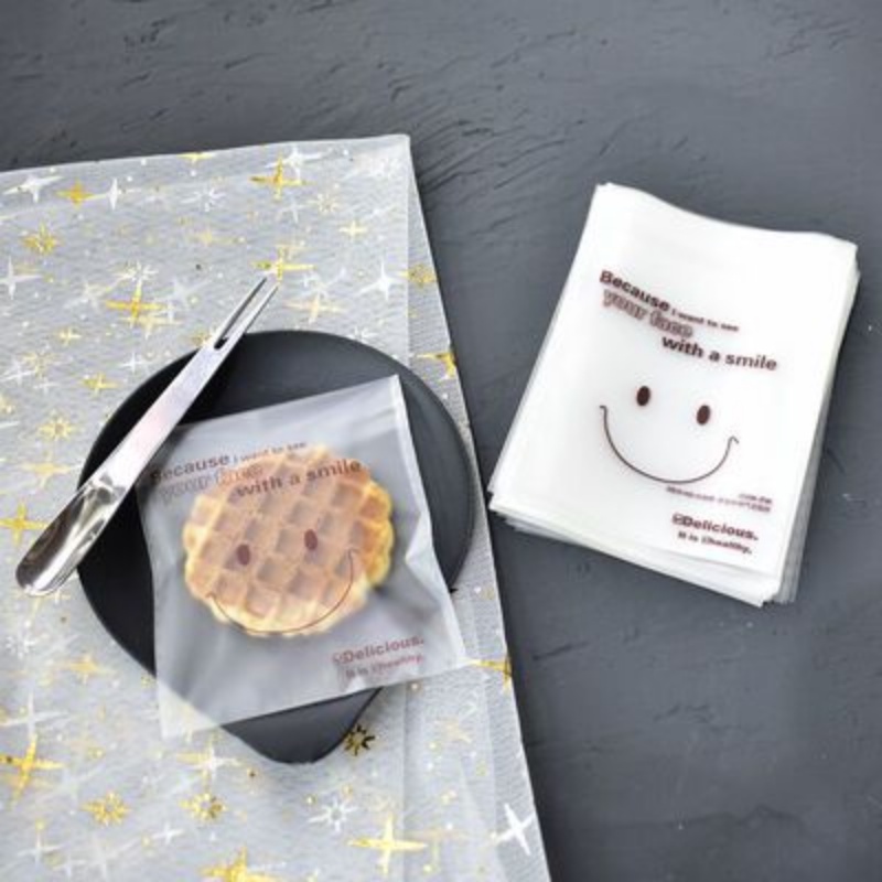 Túi Nhựa Đựng Bánh Quy Tự Dính Họa Tiết Mặt Cười Hoạt Hình Xinh Xắn