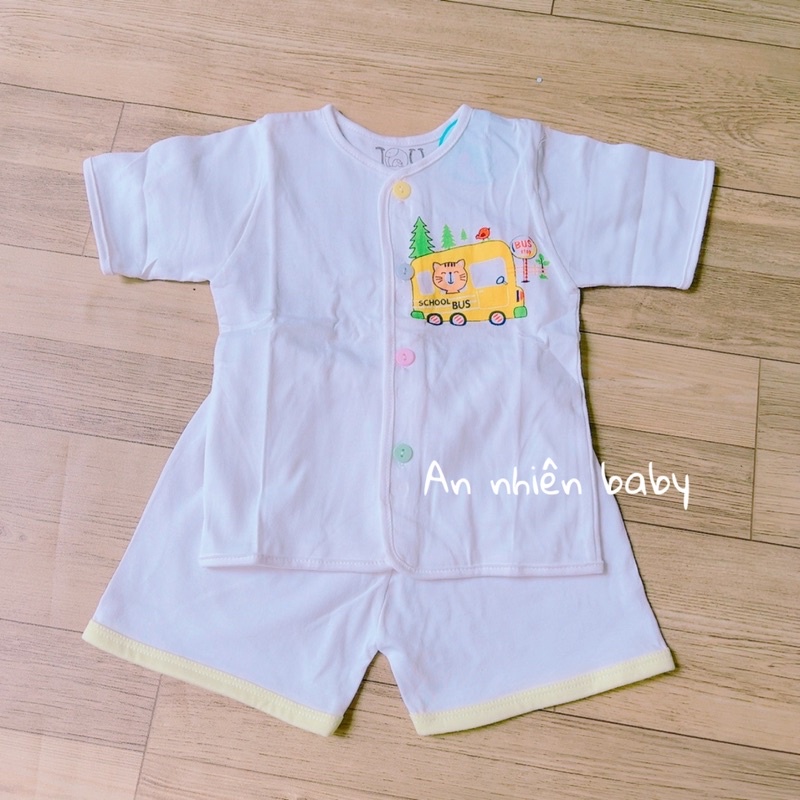 Bộ tay ngắn cotton cài nút giữa cho bé 3-9kg