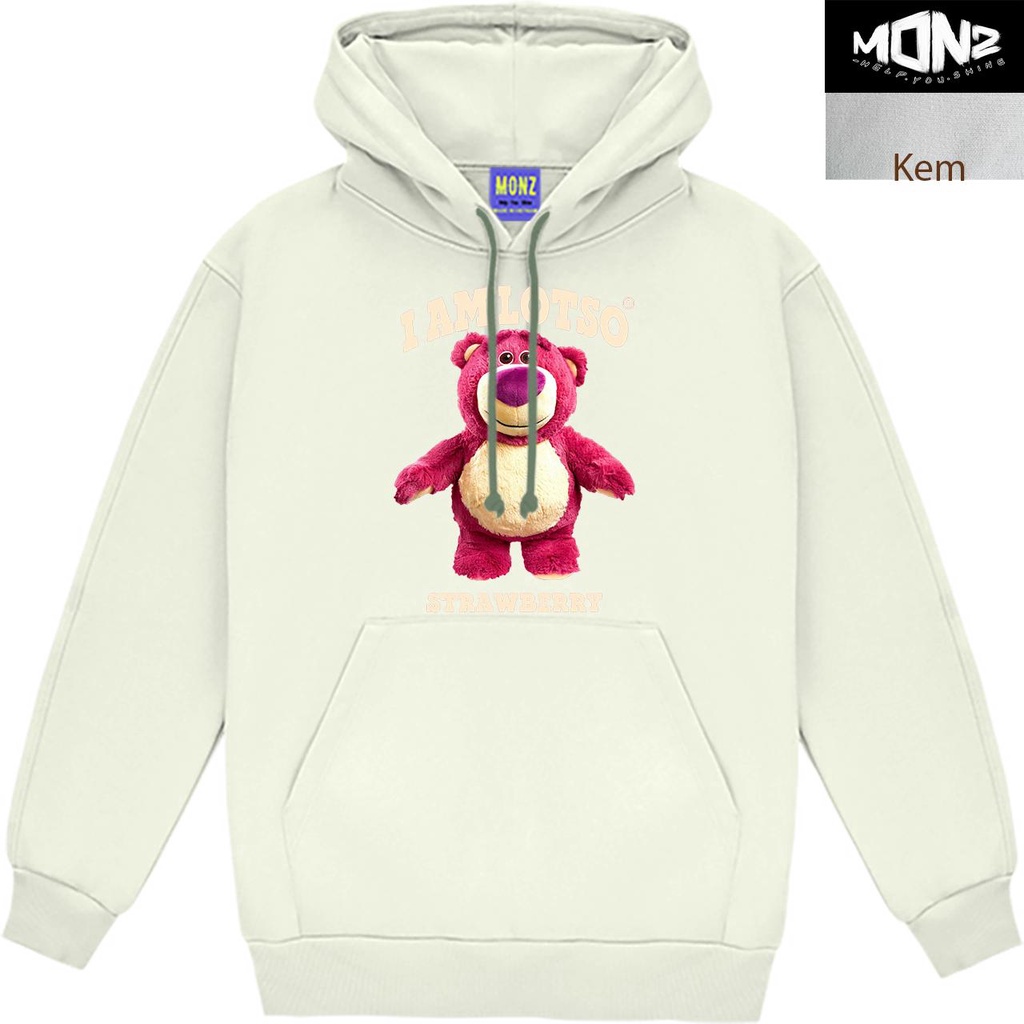 Hoodie unisex Monz gấu lotso nỉ cotton không xù lông