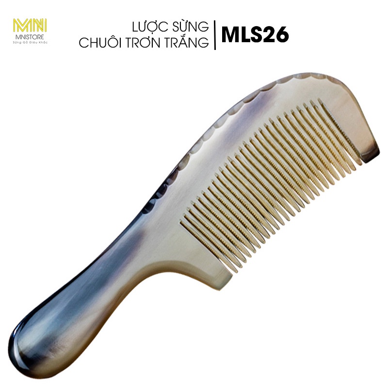 Lược sừng chuôi dài trơn trắng kích thước 16-22cm dày 3-11mm chống rụng tóc, giảm cảm giác đau đầu