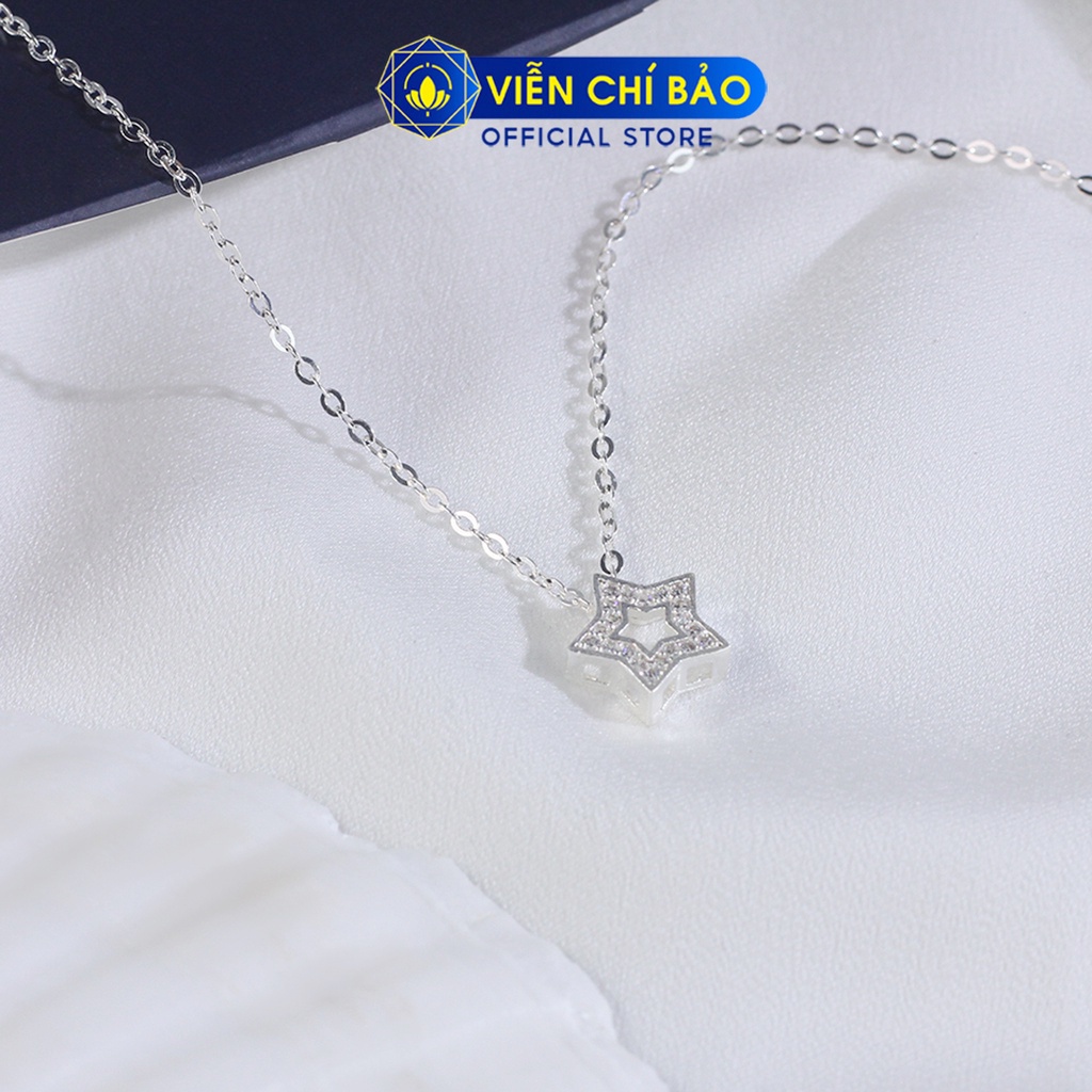 Dây chuyền bạc nữ ngôi sao đính đá chất liệu bạc 925 thời trang phụ kiện trang sức Viễn Chí Bảo D400812