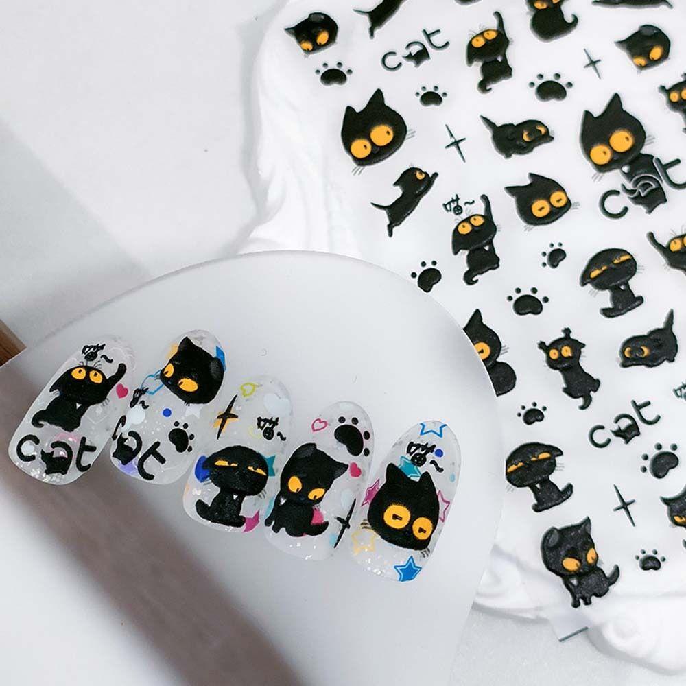Miếng Dán Trang Trí Móng Tay Họa Tiết Mèo / Thỏ Hoạt Hình Xinh Xắn