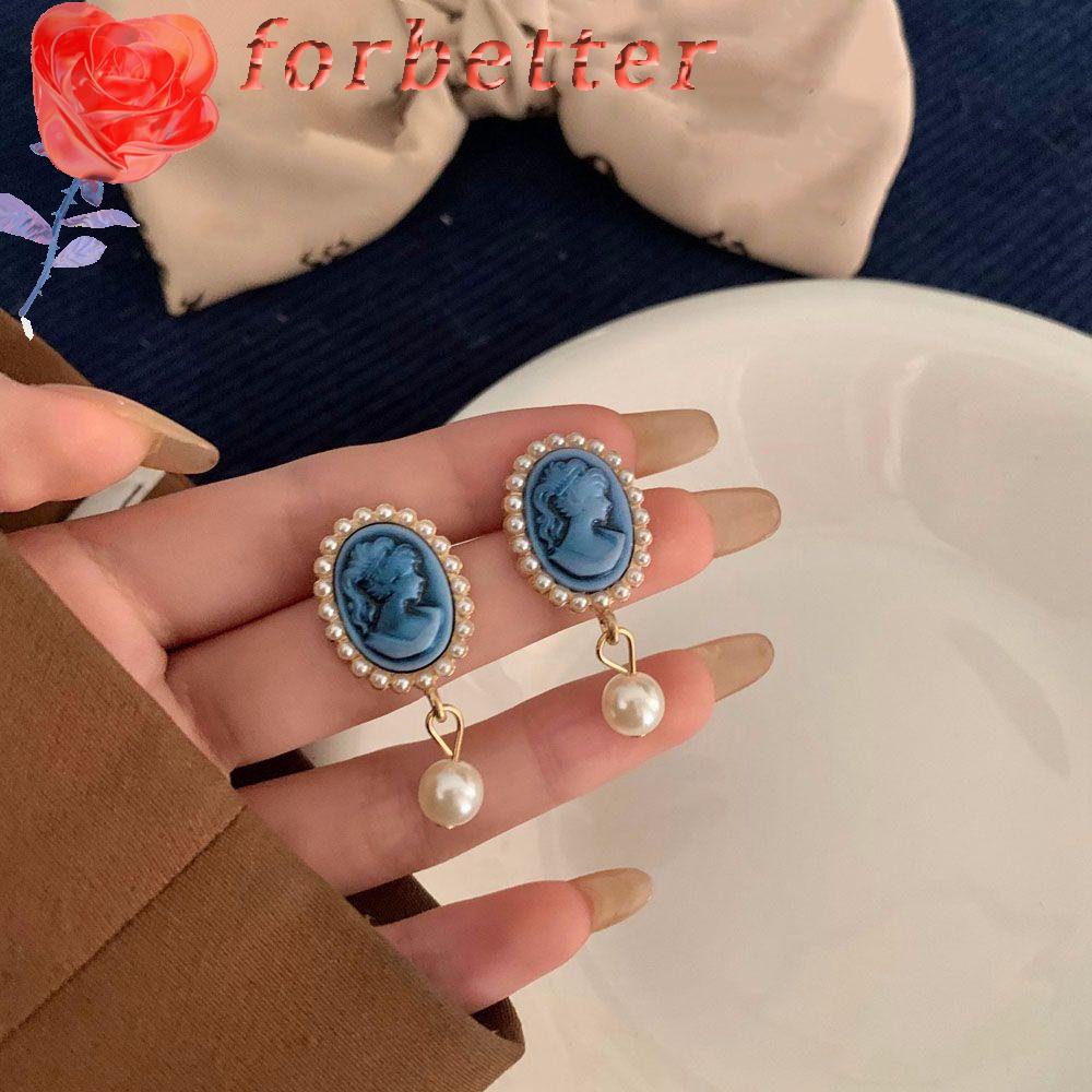 Đôi bông tai bằng hợp kim họa tiết tinh tế phong cách Pháp cổ điển màu sắc ngọt ngào cho nữ