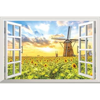 Tranh cửa sổ giả dán tường 3d tuyệt đẹp