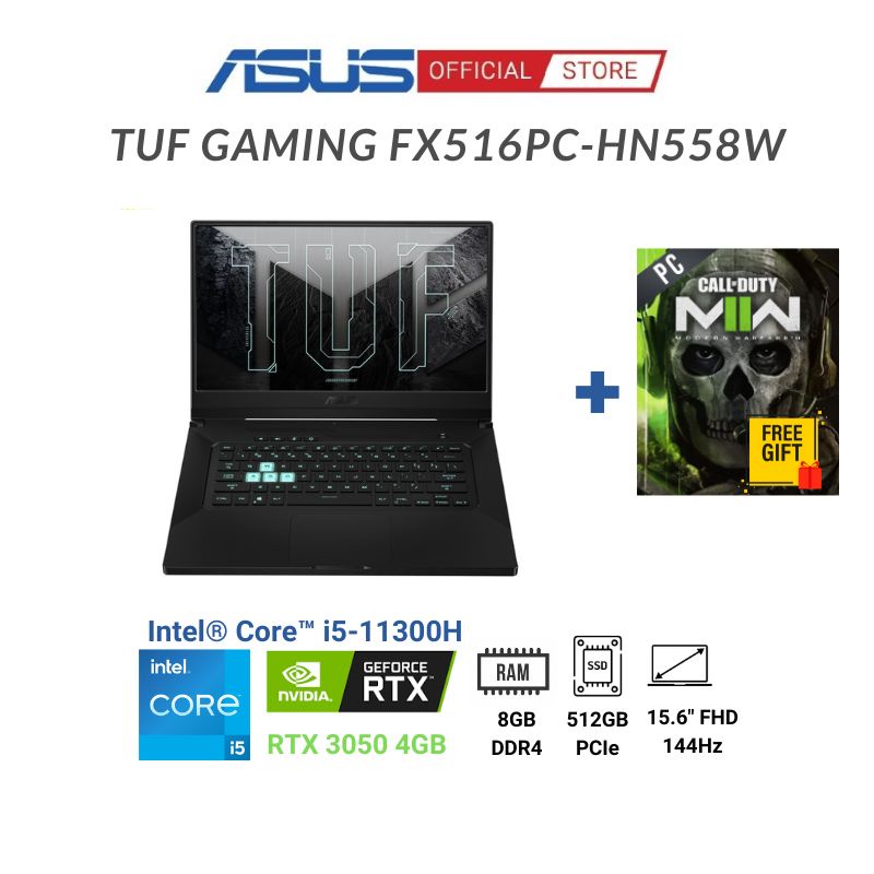 Laptop Asus TUF Dash F15 FX516PC-HN558W (Core i5-11300H + RTX 3050 4GB)