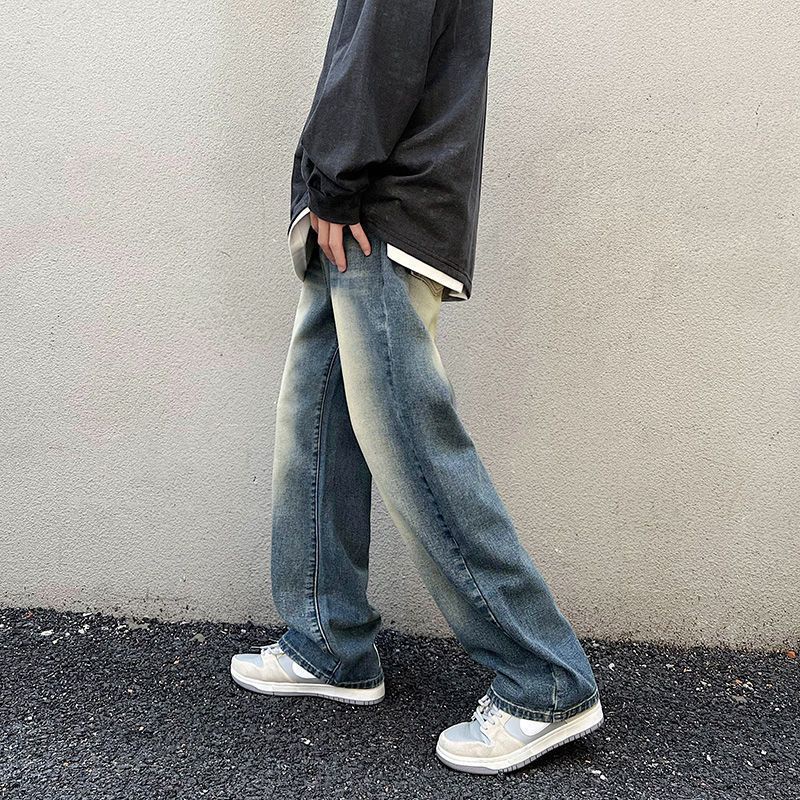 Quần Jean Dài Dáng Rộng Phong Cách Retro Mỹ Thời Trang Mùa Thu Cá Tính Cho Nam