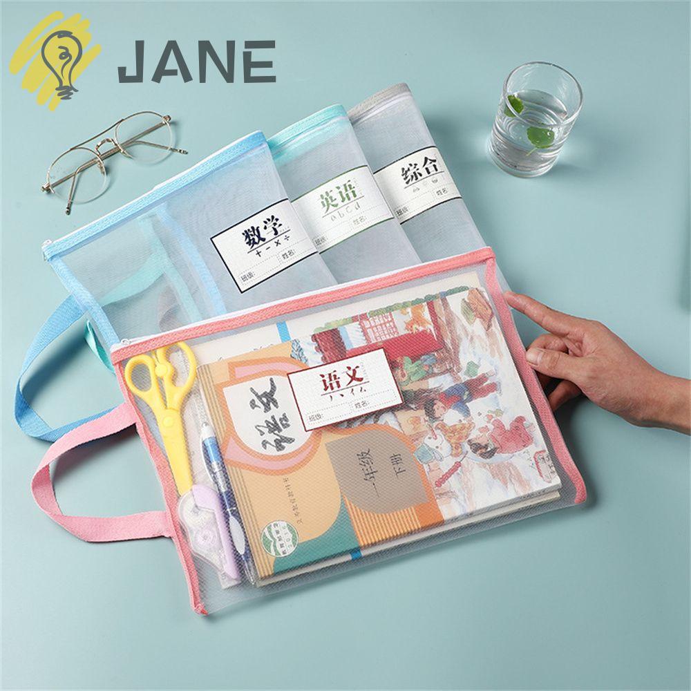 Túi Đựng Tài Liệu Bằng Nylon Trong Suốt Phối Lưới Có Khóa Kéo Tiện Dụng Cho Văn Phòng