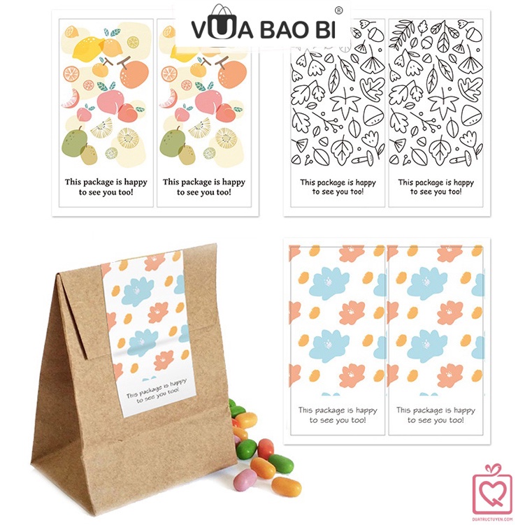 50 tem dán decal hộp đóng hàng họa tiết VUABAOBI TE02 sticker niêm phong gói hàng tiết kiệm