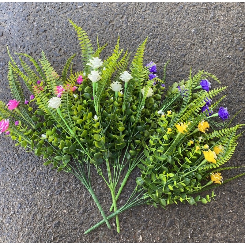 Cành cỏ điểm hoa hồng,cắm điểm trang trí,hoa Handmade trang trí nhà cửa