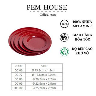 Đĩa Nhựa Melamine Đỏ Đen Cao Cấp