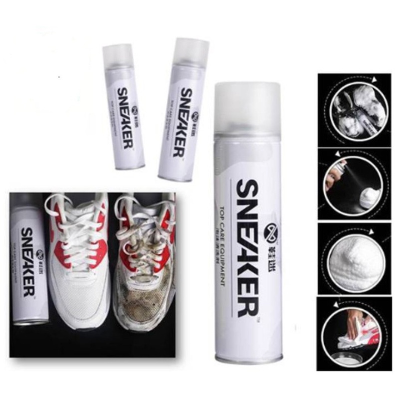 Bình xịt tạo bọt vệ sinh tẩy trắng giày dép cấp tốc, sạch sâu 98%, diệt khuẩn 99%, an toàn 100%, mùi chanh dịu , 300ml