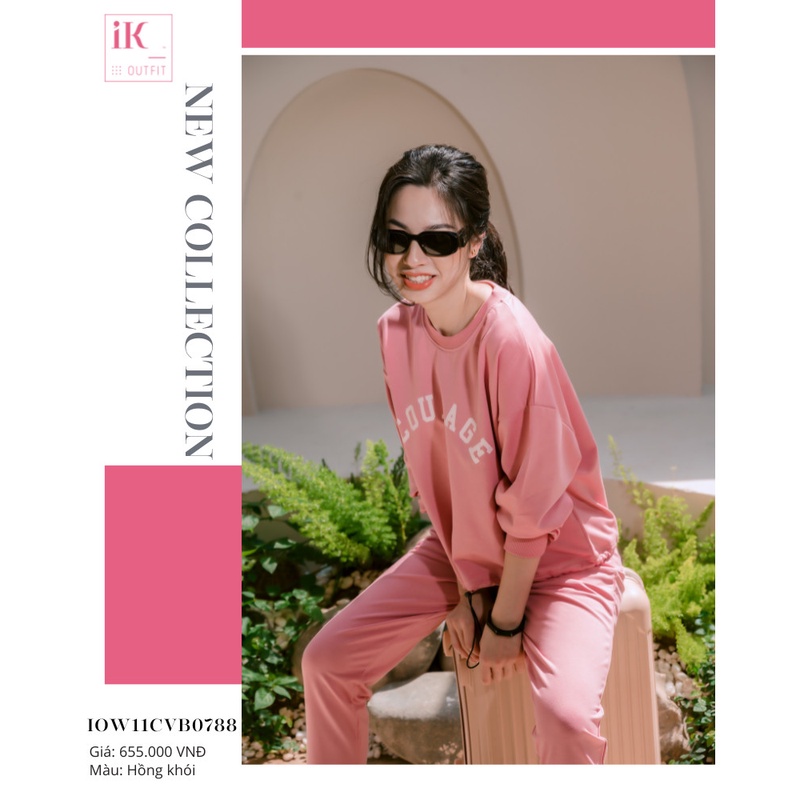 Bộ đồ thể thao IK cao cấp, set đồ nỉ da cá siêu mềm mịn dáng dài thể thao năng động kiểu trơn đơn giản họa tiết chữ