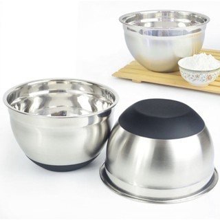 Thố Inox dùng trộn bột, âu đánh trứng có đế silicon chống trượt các size 22 24 26 28cm