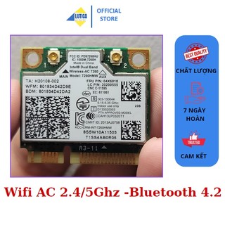 Card Intel WiFi Bluetooth 5Ghz/2.4ghz AC 7260HMW/N6235/N6205 mini-PCIE 2 băng tần Bluetooth