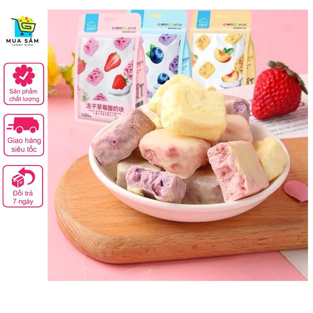 TÚI 45gr SỮA CHUA KHÔ SẤY LẠNH VỊ HOA QUẢ